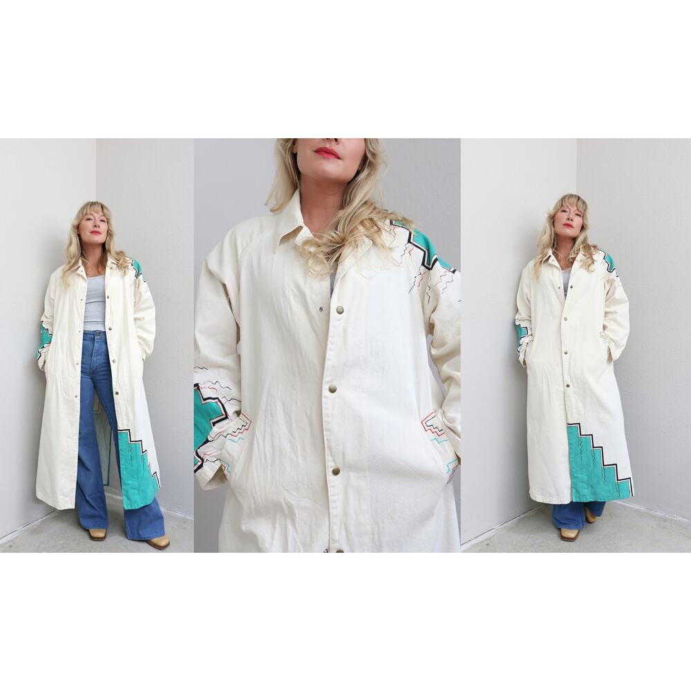 1980's Vintage Hand Signed Southwestern Duster Jacket Women's SM MD LG Men's SM